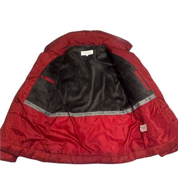 CALVIN KLEIN RED ZIP UP PUFFER WINTER FLEECE LINED COAT JACKET PXS - Picture 5 of 9